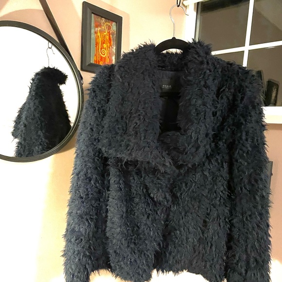 GUESS - Size small, navy shag coat. Never worn! - Picture 3 of 4